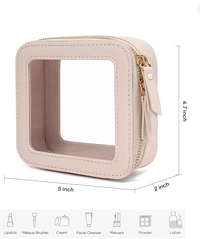 Travel Clear Makeup Bag Set, TSA Approved Cosmetic Bag Case with Zipper Portable Makeup Pouch Toiletry Bag Traveling Cosmetic Organizer Storage Bag Car Organizer Car Essentials