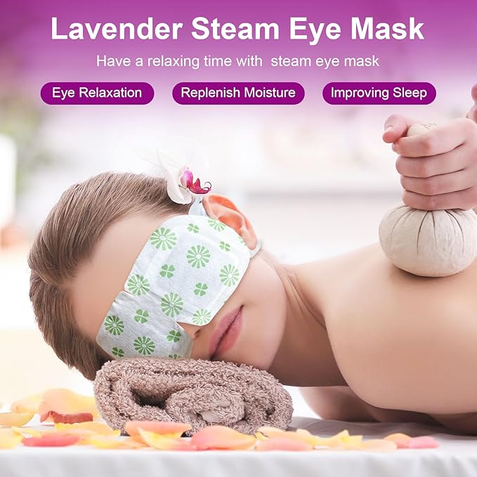 10 Packs Steam Eye Mask, Lavender Steam Eye Masks Disposable, Self-Heating Relief Heated Eye Mask for Fatigue, Perfect for Home, Sleep, Spa & Travel
