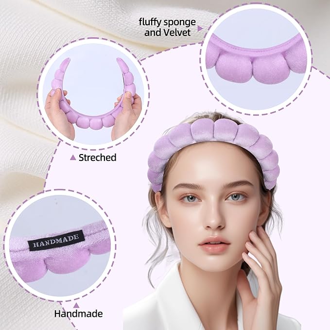 10 Pcs Velvet Cloth Spa Headbands for Women - Soft Hair Band for Makeup Application, Face Wash, and Beauty Routines