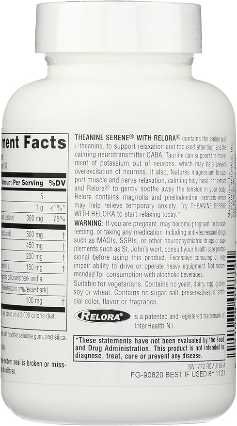 Source Naturals Serene Science Theanine Serene with Relora - Calm Mind & Body - 60 Tablets