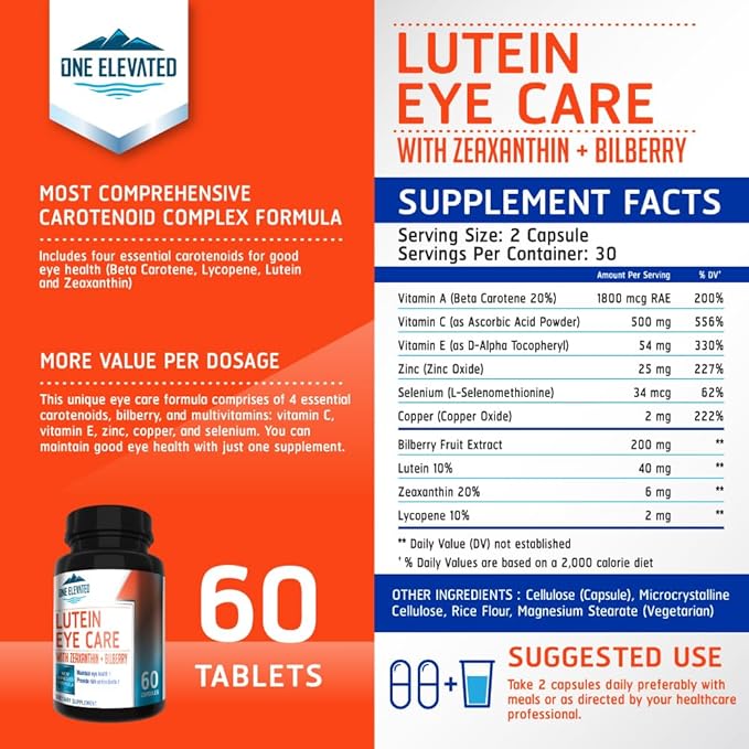 Newly Improved Super Strength Eye Care Formula - Highest Pharmaceutical Grade Lutein, Zeaxanthin, Bilberry - Greatest bioavailability – Rich Antioxidants - Works synergistically for Optimum Results