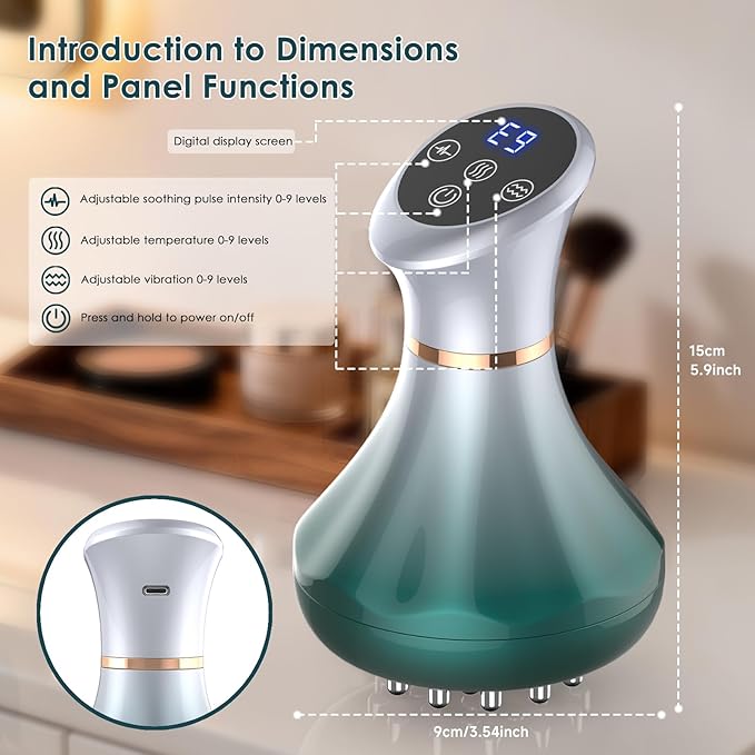 Lymphatic Drainage Massager, Anti-Cellulite Massager For Body Cellulite and Thigh & Belly Stretch Marks Reduction, Handheld Massage tools for lymphedema & lipedema, Sciatica Nerve pain relief Devices