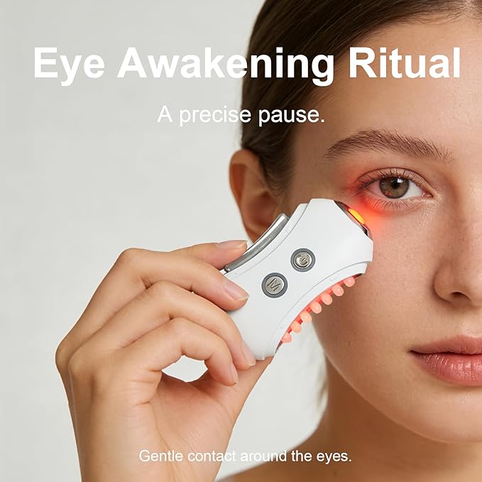 Face Massager Tool with Red Light Therapy for Face, Jade＆Rose Quartz Microcurrent Facial Device with Vibration＆7-Color LED Warm Heat, Gua Sha Facial Tools for Lifting, De-Puffing, Lymphatic Drainage