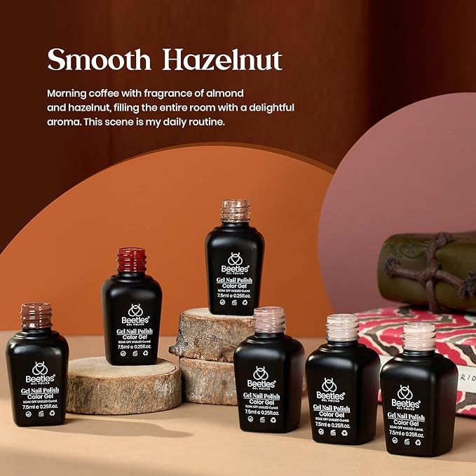 Beetles Brown Gel Nail Polish - 6 Colors Burgundy Brown Neutral Grey Plum Gel Polish Set, Soak Off UV LED Nail Colors for Manicure Gift for Women