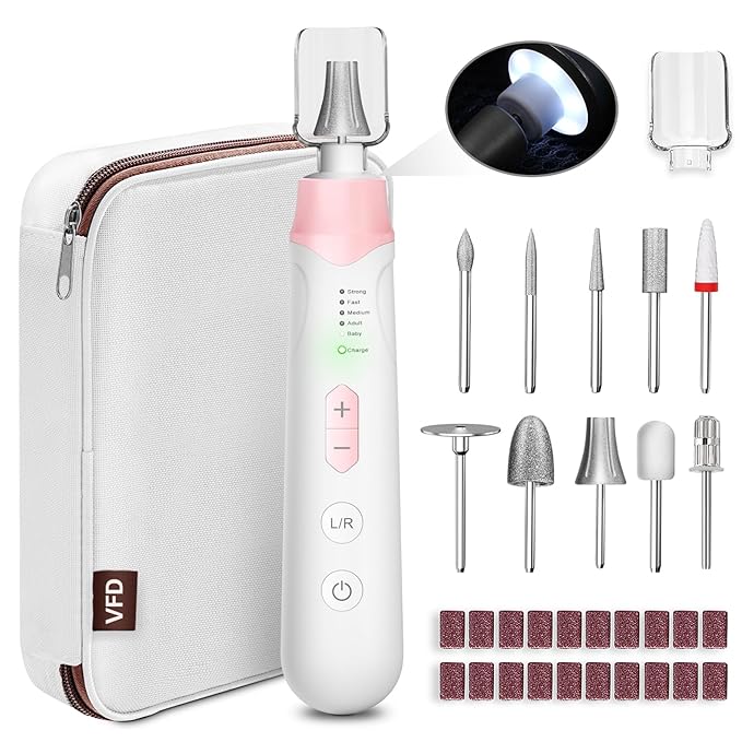 Electric Nail File Drill, Cordless 2000 mAh Rechargeable Nail Filer Electric, Portable Nail Dril Machine Drill for Nails Acrylic Manicure and Thick Toenails Buffer Grinder Care Professional (Pink)