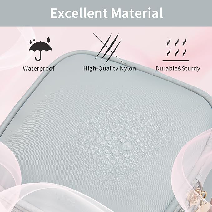 Small Makeup Pouch, Double Zipper Cosmetic Bag, Travel Makeup Bag, Cute Makeup Bag for Purse, Mini Toiletry Bag (Silver)