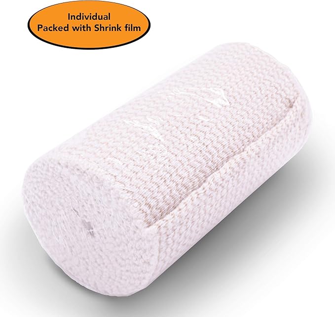 Hospora Thick Latex-Free Compression Cotton Elastic Bandage (3 inches, 5 Rolls)