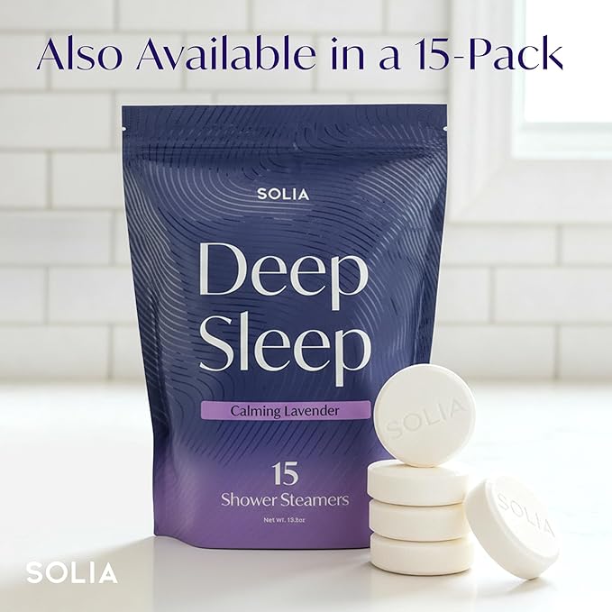 Solia Lavender Shower Steamers Aromatherapy 7-Pack - Patent-Pending Calm Shower Steamers Lavender Bombs, Relaxing Steam Tablets, Selfcare Gifts for Women, Relaxing Bath Gifts