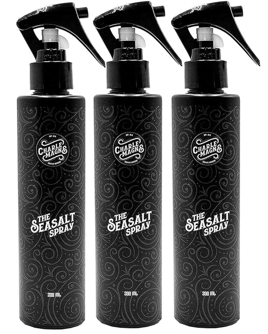 Charlemagne Sea Salt Hair Spray for Men - 6.76 Fl Oz, Pack of 3 - Firm Hold, Pre-Style Volume & Heat Protection - Texturizing Sea Salt Spray - Beach Wave Curls & Hair Volume