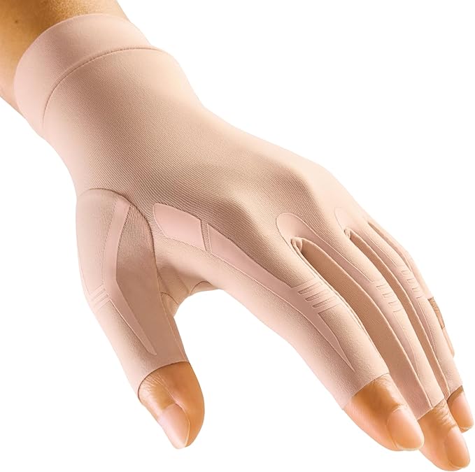 FREETOO All-Around Compression Arthritis Gloves for Women for Pain, Carpal Tunnel Relief Gloves for Men, Hand Compression Gloves for Crocheting, Rheumatoid Arthritis. Warm Pink XL