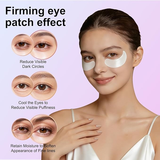 Under Eye Patches -Collagen Firming and Lifting Eye Masks for Puffiness, Dark Circles, Improving Fine Lines and Wrinkles, with Hyaluronic Acid for Hydration and Firming Eye Care Patches, 8 Pair Pack