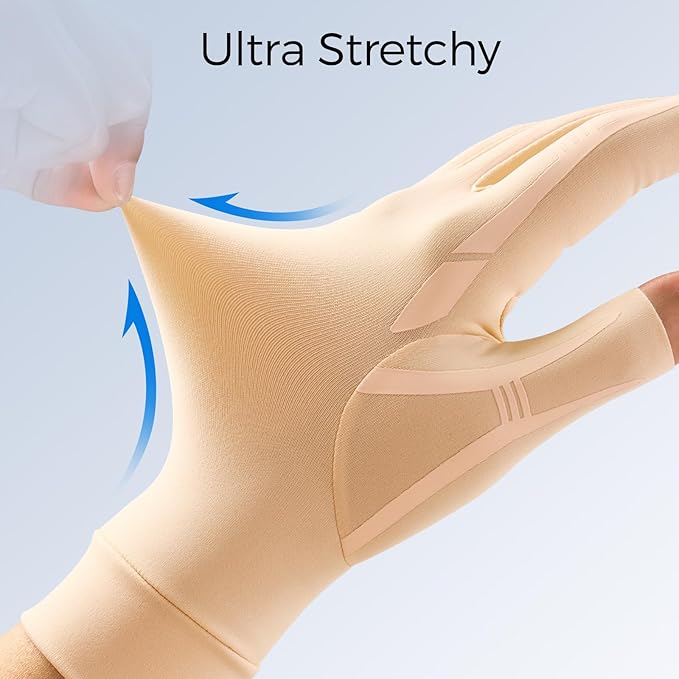 FREETOO Compression Gloves for Crocheting, Therapy Neuropathy for Women Men for Nerve Pain, Trigger Finger Gloves for Night Sleeping, Gaming, Daily Use, Arthritis, Swelling Skin L