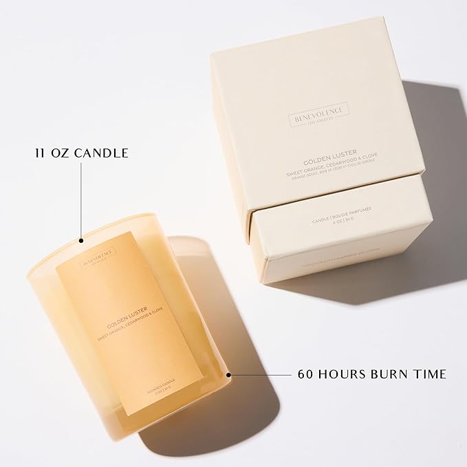 Benevolence LA Golden Luster Gift Box | Candle, Room Spray & Reed Diffuser | Orange, Cedarwood & Clove | Luxurious Home Fragrance | Ready for Gifting |Gift Set for Women