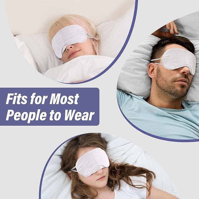 Aneco 50 Pieces Blindfold Sleep Mask Bulk Eye Mask Shade Cover with Nose Pad and Adjustable Strap for Travel Sleep Game Party Supplies, White