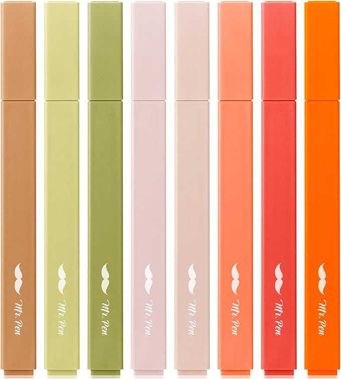 Mr. Pen- Aesthetic Highlighters, 8 Pack, Chisel Tip, Autumn Earth, Cute Highlighters Assorted Colors, Back to School Supplies