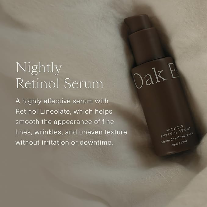 Oak Essentials Nightly Retinol Serum | Anti-Aging Face Serum with Gentle Retinol, Squalane & Avocado Extract, 1 Oz