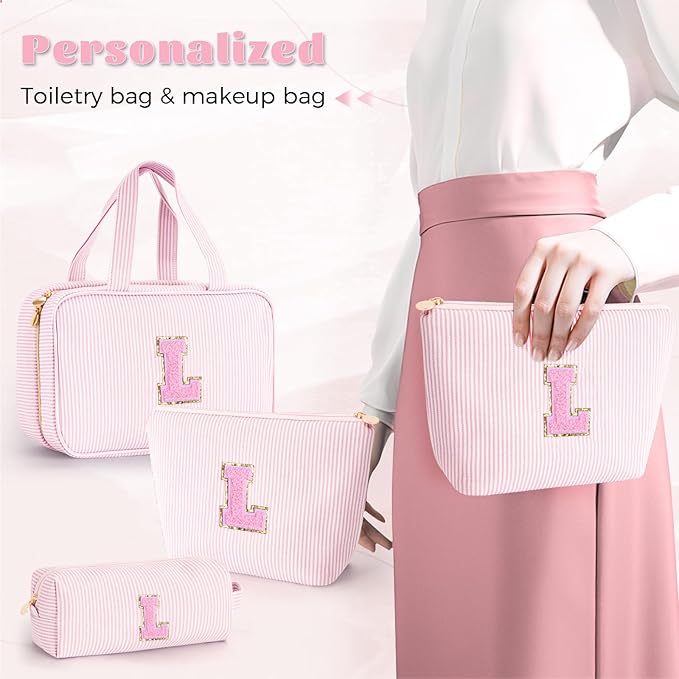 Valentines Day Birthday Gift for Kids Teen Girls Gifts for Girl,Toiletry Bag Makeup Cosmetic Bag Daughter Sister Gifts Birthday for Women Teacher Preppy Makeup Bag - Pink L