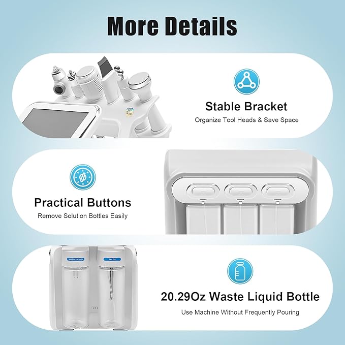 Bacocoo 6-in-1 Hydrogen Oxygen Facial Machine, Professional Blackhead Removal, Deep Cleansing & Hydration, Whitening Skin Care Device, SPA Beauty Tool with 6 Pro Heads. (110V 80W, White)