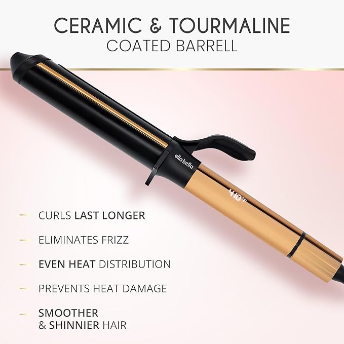 ELLA BELLA® Curling Iron 1.25" • Professional Hair Curler • Curling Wand • Ceramic Curling Irons • Transform Your Look in Seconds • Suitable for All Hair Types • Say Goodbye to Heat Damage