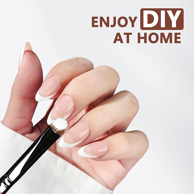 Present Gel Nail Brush,UV Gel Nail Brush,Nail Art Tips Builder Brush Pen,Sturdy Wooden Handle Nail Art Tools for French Nails (Deep Wood Grain Color)