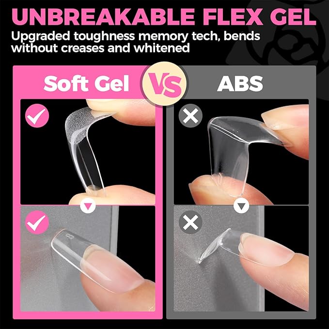 UNA GELLA Long Coffin Nail Tips, 504pcs Pre-Shape Fake Nails Half Matte Full Cover Acrylic Gel Nail Tips Clear Long Coffin Press On Nails Home DIY Extension 12 Sizes Gelly Tips