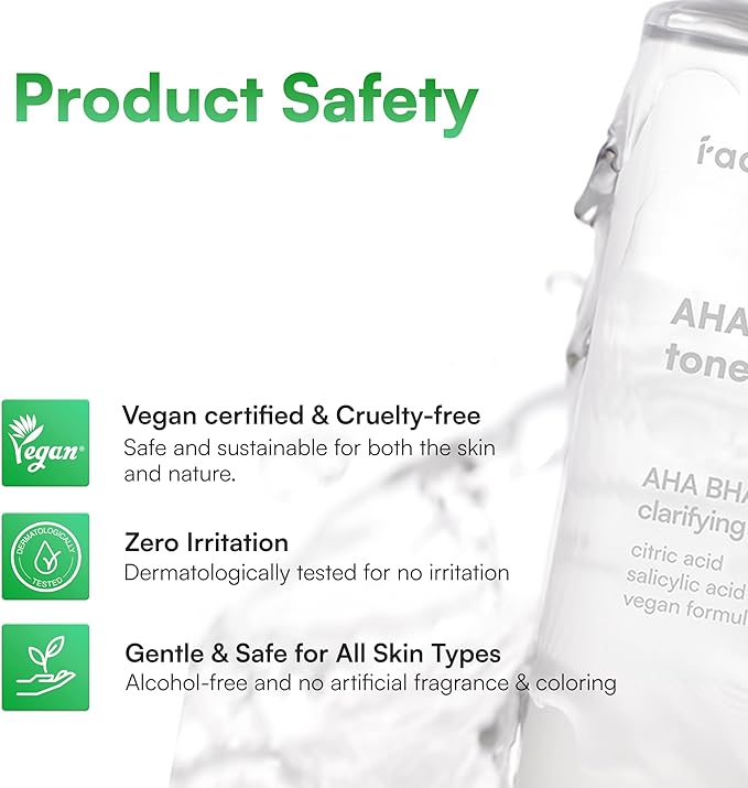 Face Republic AHA/BHA Toner 160ml 5.41 fl oz | Clarifying, Refining, Hydrating | Pore Care, Gentle Exfoliation | AHA BHA PHA LHA | for Oily, Sensitive Skin | Alcohol-Free | Vegan Korean Skincare