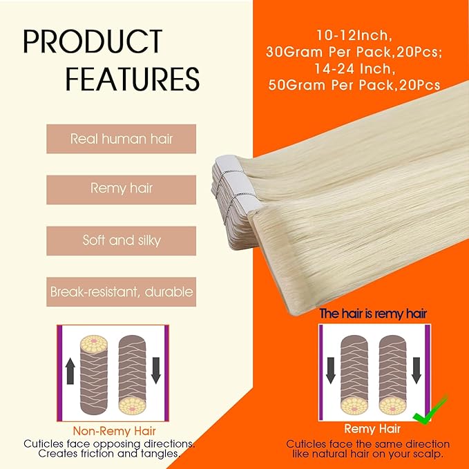 Full Shine Machine Remy Tape in Hair Extensions Color 60 Blonde Injection Tape in Human Hair Seamless Invisible Extensions 16Inch Straight Skin Weft 40Gram 20Pcs Soft