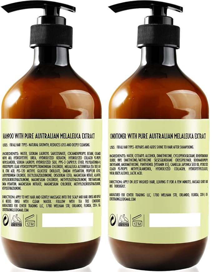 Tea Tree Oil Shampoo and Conditioner Set - Sulfate and Paraben Free Treatment for Oily Hair and to Help Reduce Your Itchy and Dry Scalp - Healthy Anti Dandruff Formula for Men and Women