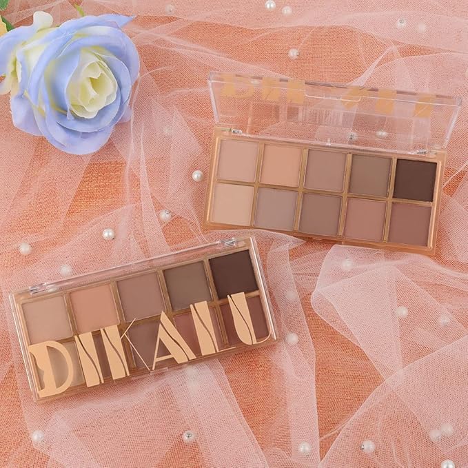 evpct 10 Colors Matte Nude Eye Shadow Palette Makeup for Older Women, Nude Brown Pink Cocoa Taupe Mauve Neutral Matte Cream Smokey Mini Eyeshadow Palette for Blue Green Eyes, Contour Makeup Palettes 5