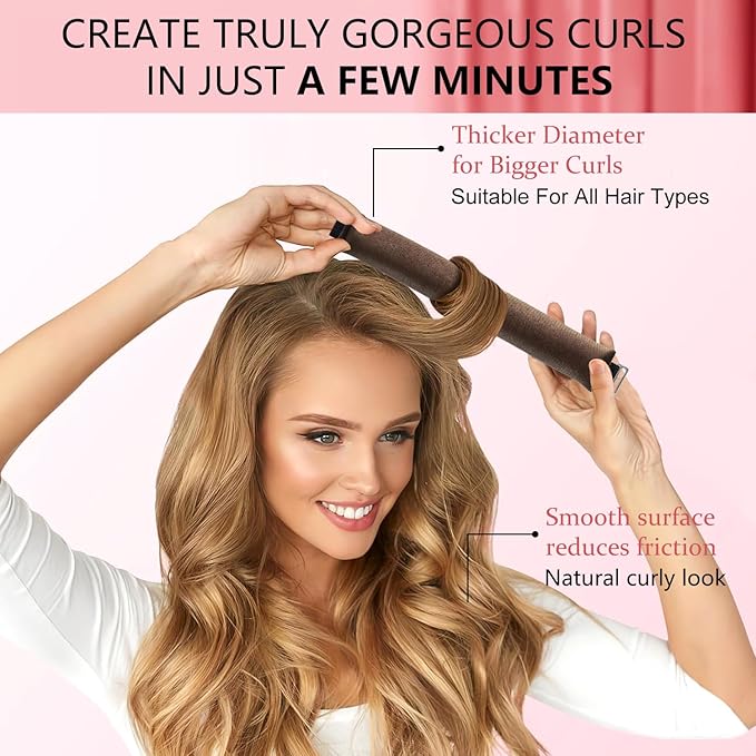 Overnight Heatless Hair Curler- 4 Piece Set- Jumbo Heatless Curls- Satin Flexi Rods to Sleep in- No Heat Curler Overnight Sleeping Curls Styling Tools- Gentle Rollers for All Hair Types