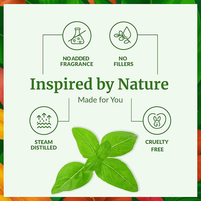 SVA Sweet Basil Essential Oil – 4 Fl Oz – 100% Natural Basil Oil - for Diffuser, Hair Care, Face, Skin Care, Aromatherapy, Scalp and Body Massage, Soap and Candle Making – with Dropper