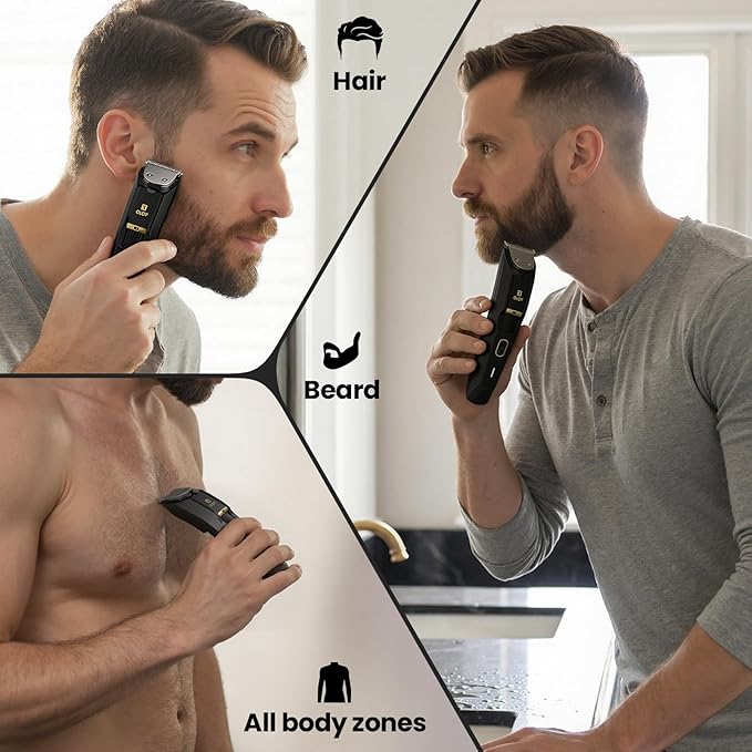 Men's Beard Trimmer - All-in-One Trimmer with Precision Dial - Premium Facial Hair Groomer - Adjustable 20 Length Setting, USB Recharge Dock, Cordless Waterproof Wet/Dry Clipper