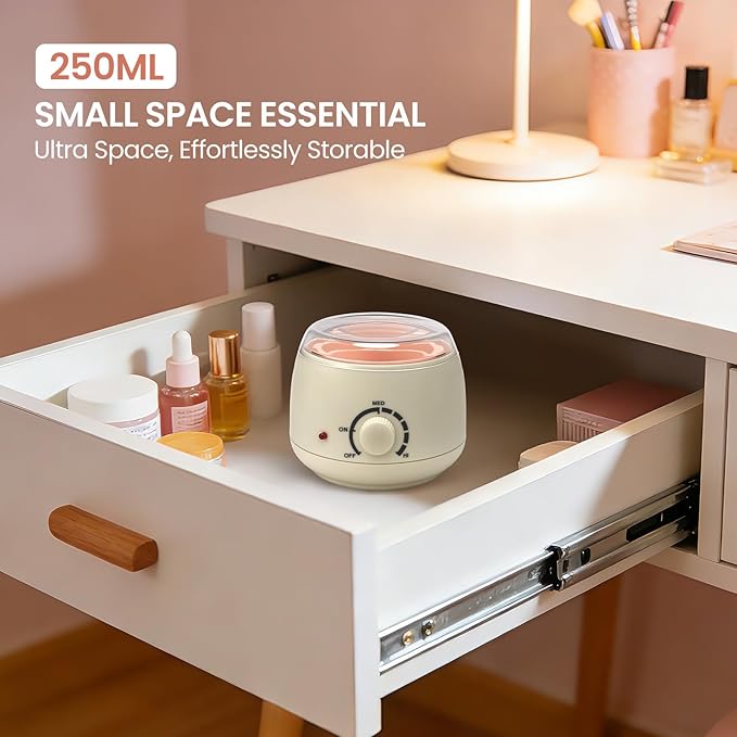 250ml Mini Waxing Kit for Women, Hard Wax Kit for Hair Removal, Waxing Kit for Bikini, Underarms, Eyebrows, Face, Compact for Teen Girls or Students Starters, Sensitive Skin, Dorms & Home Use