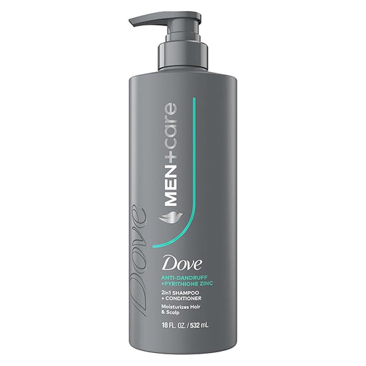 Dove Men+Care 2-in-1 Shampoo + Conditioner 1 ct Dandruff Defense to Moisturize Hair & Scalp, with Pyrithione Zinc, 18 FL OZ