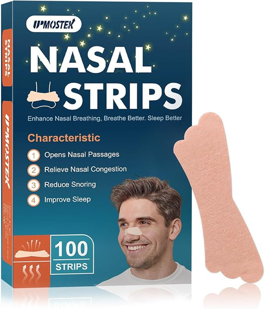 100Pcs Nasal Strips for Snoring, Extra Strength Nose Strips Breathing, Nose Tape for Sports and Sleep, Anti Snoring Strips Help Stop Snoring and Nasal Congestion Relief
