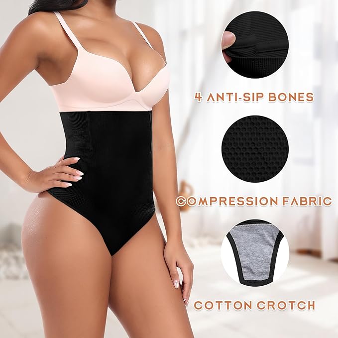 Werena Tummy Control Thong Shapewear for Women High Waist Shaping Underwear Seamless Body Shaper Panties Girdle