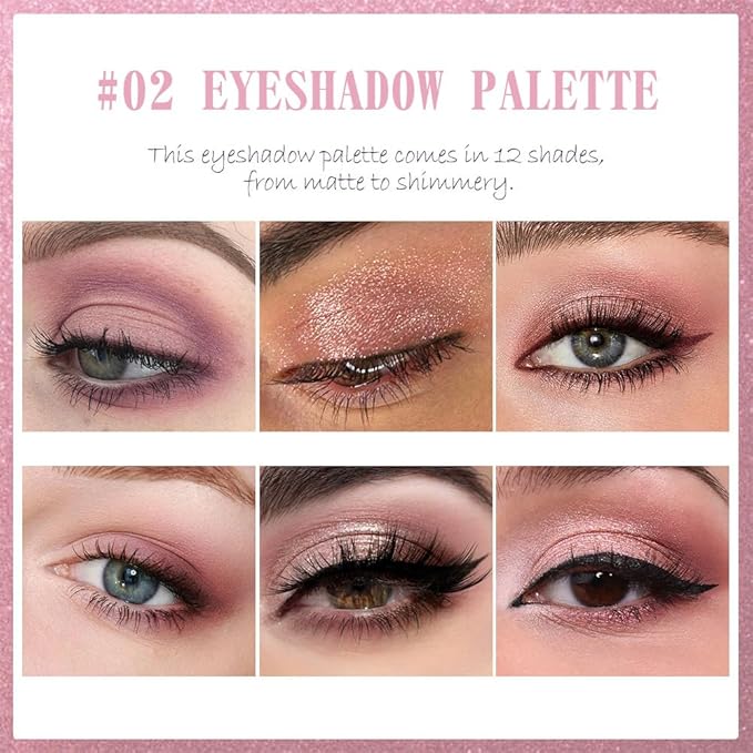 SUAKE Nude Pink Eyeshadow Palette, Matte & Shimmer, High Pigmented 12 Colors Brown Purple Eye Shadow Primers for Eye Makeup, Korean Powder Palet de sombras de ojos (02# Sweet Rose)