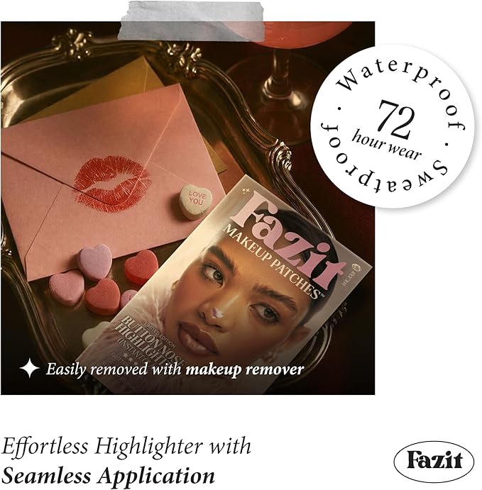 Fazit Makeup Patches - Button Nose Highlighter - Glow Up Make-Up Patches - Cute Glitter Makeup Accessories for Women - Cosmetic Glitter for Face