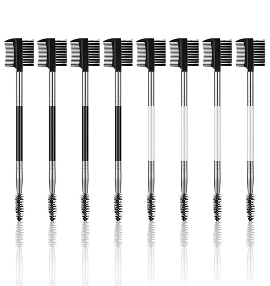 8Pcs Eyebrow Comb for Women, Eyebrow Brushes & Makeup Brush Set, 3 Head Design for Eyebrows & Lashes, Professional Grooming Tools (Black)