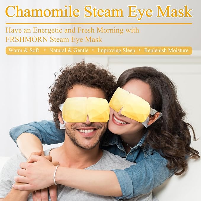 32Packs Steam Eye Mask, Heated Eye Mask for Sleeping, Warm Compress for Eyes, Self Heating Disposal Steam Mask for Home Sleep, Office, Spa, Travel Essentials Valentine's Day Gift (Chamomile)