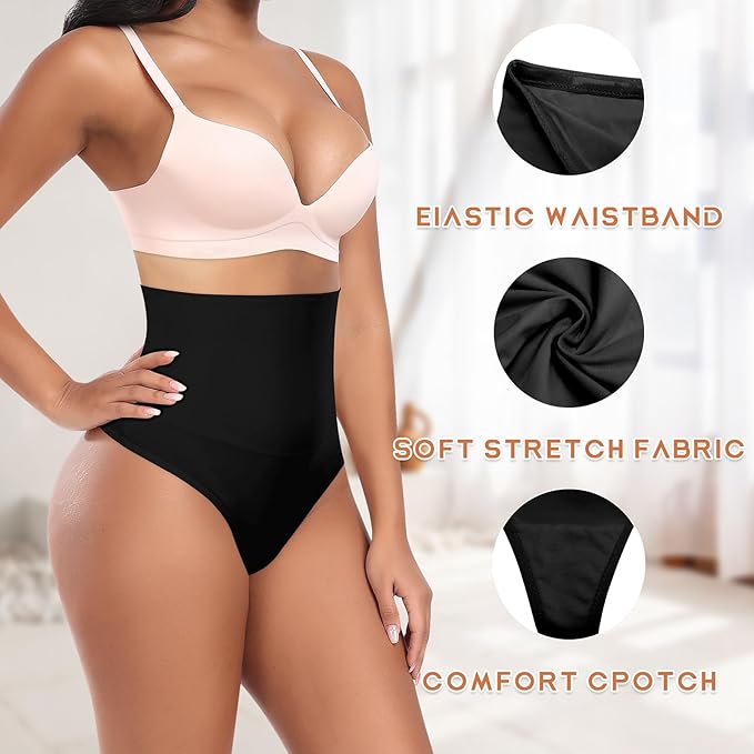 Werena Tummy Control Thong Shapewear for Women High Waist Shaping Underwear Seamless Body Shaper Panties Girdle