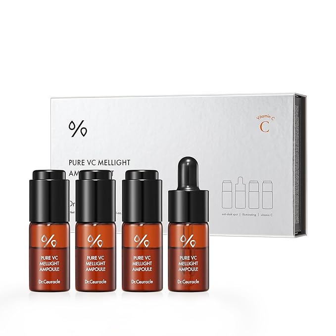 Dr.Ceuracle Pure Vitamin C Mellight Ampoule Set - Vitamin C Serum for Face, 4 Week Program for Anti-Oxidant, Fade Pigmentation, Skin Radiance, Korean Skincare (4 Counts (Pack of 1))