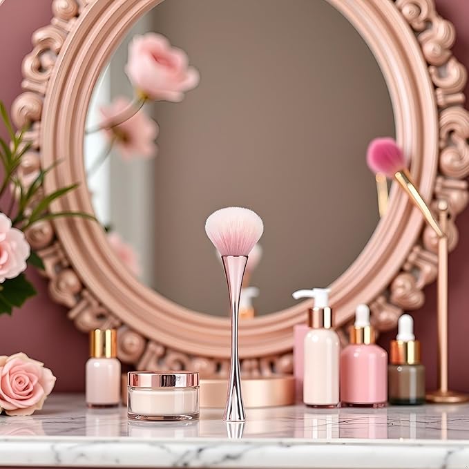 Rose Gold Nail Art Dust Powder Remover Brush, Nail Art Dust Cleaner Brush, Soft Cleaner Brush for Makeup, Nail Dust Brush for Acrylic Nails Manicure Brush for Women Birthday Gifts, Nail Dust Brush