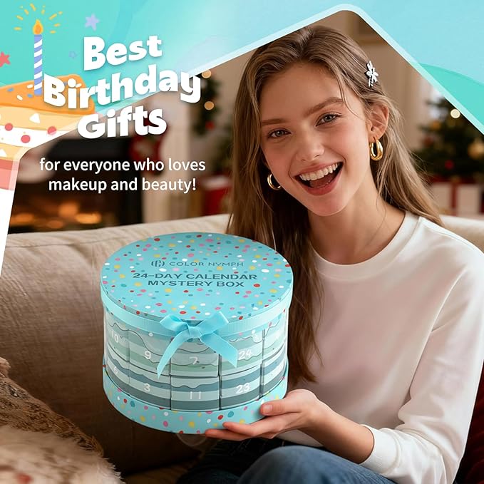 Color Nymph Kids Makeup Kit for Girl - 24 Days Beauty Mystery Box | Make Up Birthday Gift Set for Girls Ages 6-12, Makeup Gift Sets for Bday Countdown, Cosmetics Kit for Kids Teens #Mint Green