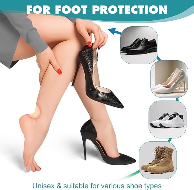 60pcs Hydrocolloid Blister Bandages,Gel Blister Bandages for Feet,Waterproof Blister Pads for Feet, Heel,Toe,Blister Prevention & Recovery, Blister Cushions with 4 Shapes