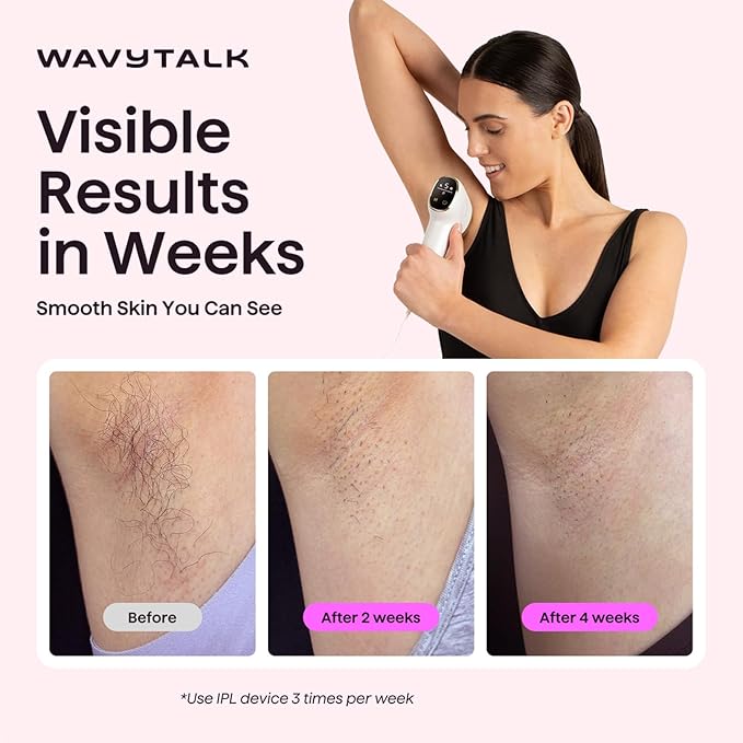Wavytalk IPL Hair Removal Device, Bare It for Face Body Bikini – Long-Lasting Result & Painless, Full Body in 12 Mins with 24J Dual-Pulse & Ice Cooling, At-Home Use for Women and Men, Corded