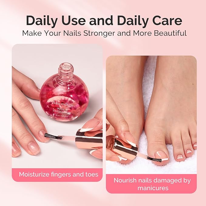 MelodySusie 28ml Rose Cuticle Oil for Nails,Infused with Real Flowers, Strengthens, Repairs,Hydrating and Nourishing Cuticle Oil for Stronger, Healthier Nails 0.95 fl. Oz