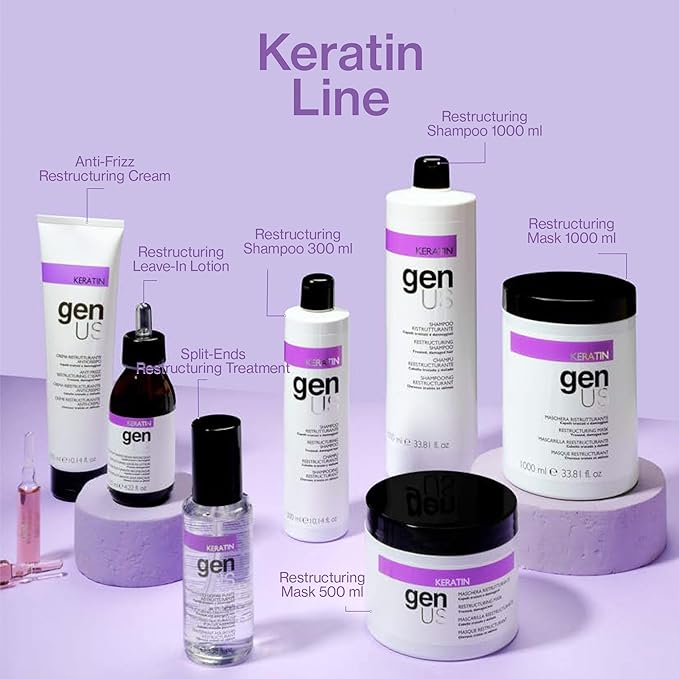 Genus Keratin Restructuring Hair Mask Enriched with Silk Proteins, Caviar and Collagen, Styling, Nourishes and Moisturizes, Suitable for All Hair Types - 500ml