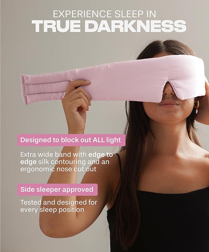 SUNDAYSILKS™ | Adjustable Silk Sleep Mask for Side Sleeper | Cloud-Like Comfort, Weighted for Deep Sleep | Soft Sleep Face Mask for Women & Men, Full Blackout, Cooling Silk Eye Mask for Sleeping
