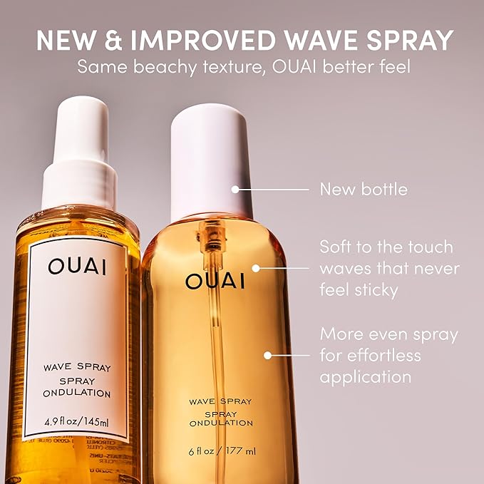 OUAI Wave Spray - Texture Spray for Hair with Coconut Oil & Rice Protein - Adds Texture, Volume & Shine for Beach Waves - Paraben Free, Safe for Color & Keratin-Treated Hair (6 fl oz) (Pack of 2)